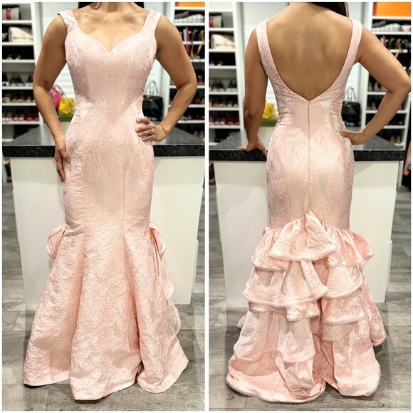 Camille La Vie Pink Floral Mermaid Formal Gown $350
